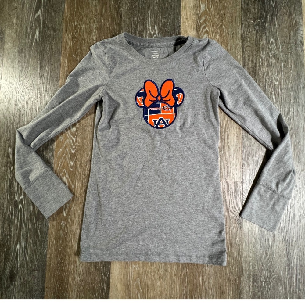 Mossimo Auburn Tigers Minnie Mouse Tee Women Medium Gray Long Sleeve Casual